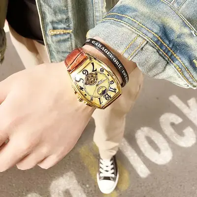 Men's Mechanical Watch Waterproof Barrel Type - 5