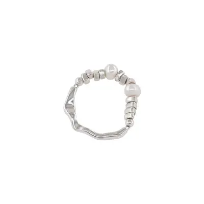 925 silver Korean style asymmetric adjustable ring, women's - 6