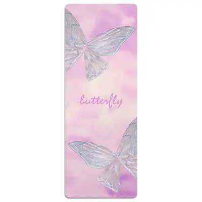Printed Suede-Look Rubber Yoga Mat 1.5/5mm, Foldable - 11
