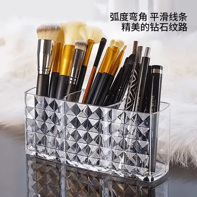 Acrylic cosmetic organizer, 3-compartment transparent box - 4