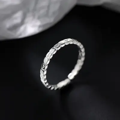 925 sterling silver geometric ring, open design - 2