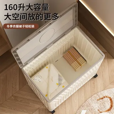 Storage box with wheels, foldable plastic, large capacity organizer