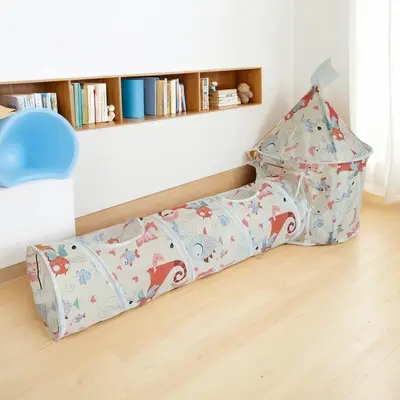 Foldable Cat Tunnel with Crawl Tunnel and Tent Combination Cat Toy