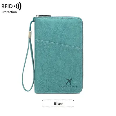 Sınır ötesi yeni RFID anti-manyetik pasaport çantası uzun fermuarlı pasaport tutucu çok fonksiyonlu seyahat bileti depolama belge çantası - 12