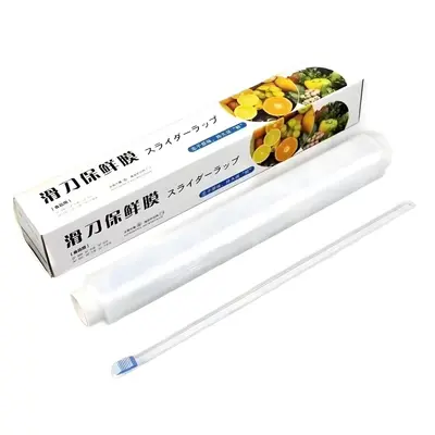 Food wrap with magnetic slide cutter