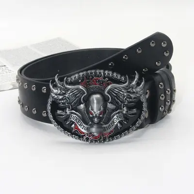 Poker Totenkopf Handschuh Nieten Gürtel Herren Universal Dekoration Gürtel für Röcke Jeans Ledergürtel Punk Style Gürtel - 7