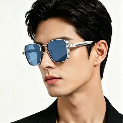 2025 Retro Square Frame Metal Sunglasses with UV Protection - 3