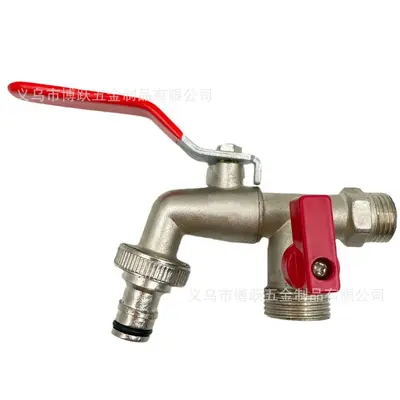 1/2 Inch Zinc Alloy Faucet, One-Inlet Two-Outlet Garden Faucet, Four-Point Washing Machine