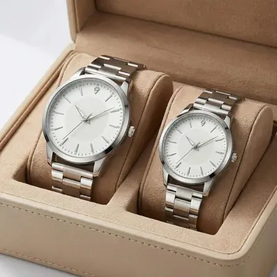 Unisex steel band quartz watch, couple style - 2