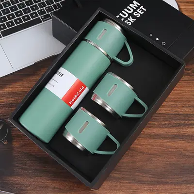 Thermosbecher-Geschenkset 304 Edelstahl mit 3 Deckeln - 6