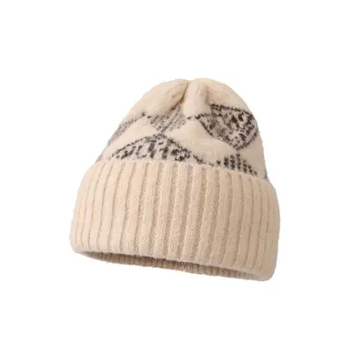 Korean-Style Diamond Jacquard Winter Knit Hat with Ear Protection