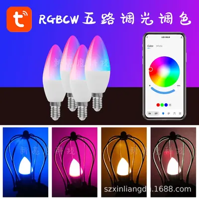 Tuya Akıllı Bluetooth 5W E14 Uç Ampul RGBCCT Kısılabilir Renk Değiştirme Zamanlayıcılı Çift Mod WiFi Mum Lamba C37