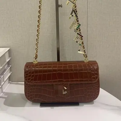 Cross-border Crocodile Texture Handbag with Top Handle Mini Chain Bag Vintage Commuter Versatile Shoulder Crossbody Bag - 12