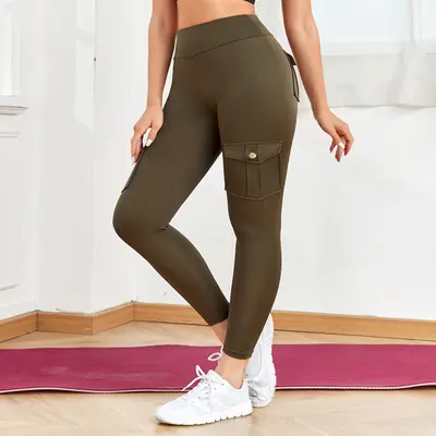 Breathable Hip-Lifting Yoga Leggings with Button Pocket, Brushed Bare-Feel Fabric - 11