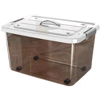 Clear storage box with lid and handles