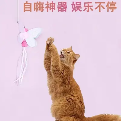 Retractable Cat Teaser Wand Set with Feathers and Bells - 3