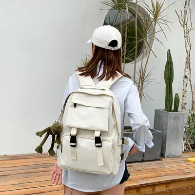 Large-Capacity High School Backpack in Workwear Style - 7