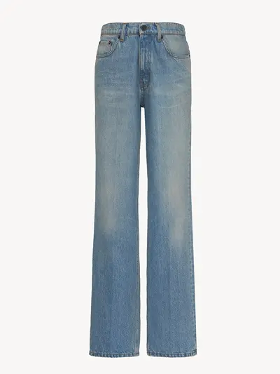 Damen-Jeans mit hohem Bund, helle Waschung, locker geschnitten, gerades Bein - 6