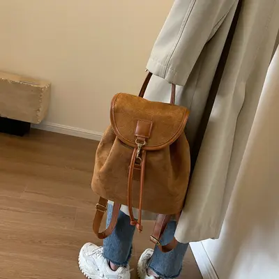 Retro Women's Bucket Backpack for Casual and Travel Use - 4