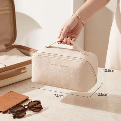 PU Leather Cosmetic Bag, Large Capacity, Waterproof Travel Bag - 5
