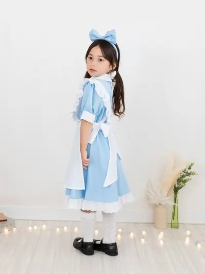Alice Maid Costume, Blue and White Princess Dress for Kids