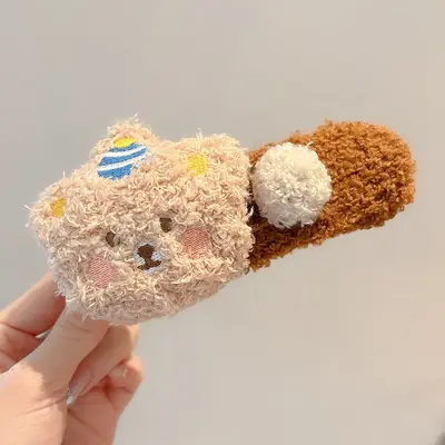 Süßer vielseitiger flauschiger Pudding-Bär niedlicher Katzen-Enten-Clip große Haarspange Haarschmuck 2025 Neu hinten am Kopf - 7