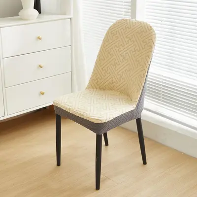 New Color Block Pineapple Chair Cover Curved Dining Chair Cover Four Season Universal Dustproof Elastic Thickened Chair Cover