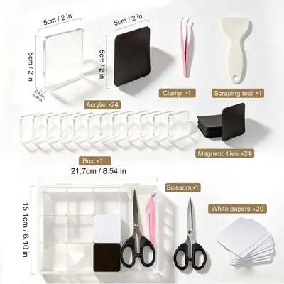Şeffaf Akrilik Yapışkanlı Yumuşak Mıknatıslı Buzdolabı Mıknatısı Seti, DIY