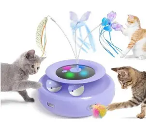 Electric Cat Toy, Automatic Turntable Teaser, Self-Play Interactive - 11