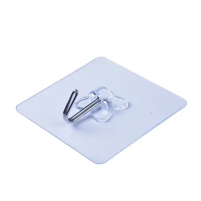 Adhesive Stainless Steel Kitchen Hooks, Transparent and Residue-Free