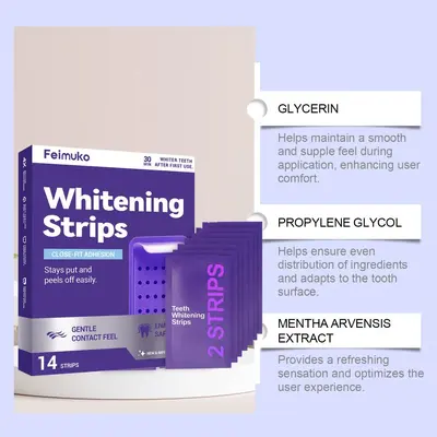 Purple Shine Care Tooth Strips, Daily Portable Whitening Strips