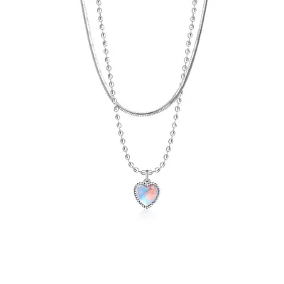Double-Layer Heart Necklace, Women's Collarbone Chain - 6