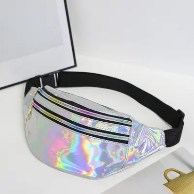 Women's Running Waist Bag with Laser Pattern and Reflective Details