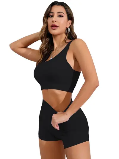 Yogakleidung-Set für Damen, eng anliegend und schlankmachend, Laufen, hochintensives Training, Fitness-Unterwäsche, Sommer-Sportweste, zweiteiliges Set