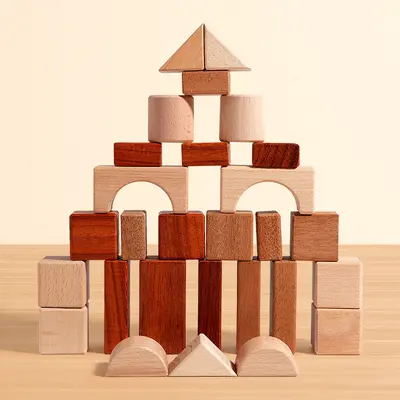 Solid Wood Chewable Building Blocks for Kids, Unpainted, Ages 3 to 6 - 3
