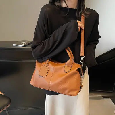 Large Capacity Textured Women's Shoulder Bag, Daily Handbag - 3