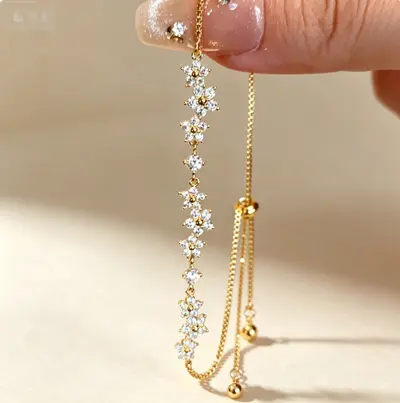 Zircon snowflake design adjustable bracelet - 9