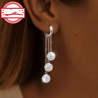 Dreireihige Ohrringe mit Steinen, Shamballa-Design Damen - 2