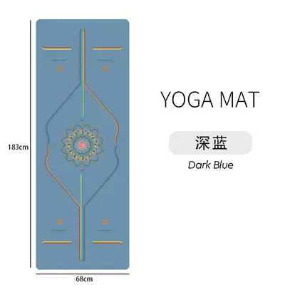 Rainbow PU Yoga Mat, Natural Rubber, Non-Slip with Alignment Lines - 13