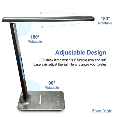 Cross-border inventory clearance eye-protection study desk lamp with adjustable wireless phone charger (English manual)