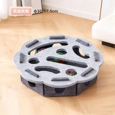 Игрушка для котят и кошек, для самостоятельной игры, гаджет против скуки, развивающий лабиринт, войлочная коробка с отверстиями для лапок, кошачий мячик с колокольчиком-дразнилкой. - 11