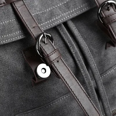 Men's Canvas Backpack, Simple Large Capacity, Laptop Compartment Travel Bag - 5
