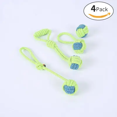 Cotton Rope Cat and Dog Toy Set with Knotted Ball