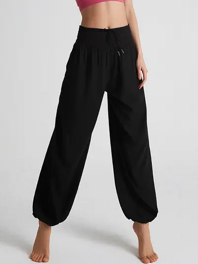 Gevşek Kesim Hızlı Kuruyan Yoga Pantolonu, Büzgülü Paça, Fitness - 10