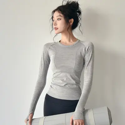Kadın yoga üstü, uzun kollu, hızlı kuruyan, outdoor