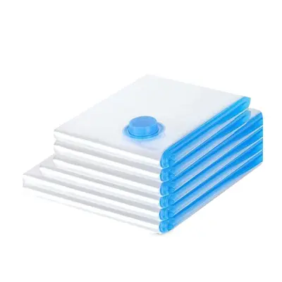 Thickened Transparent Blue Vacuum Compression Storage Bags for Travel Bedding Clothes Quilts Bulk - 7