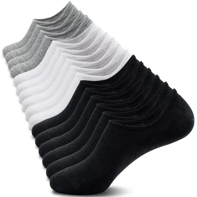 Women's Summer Thin Boat Socks, Black Polyester, Anti-Slip