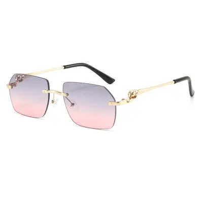 Frameless Leopard Print Driving Sunglasses for Men, UV Protection Metal - 10