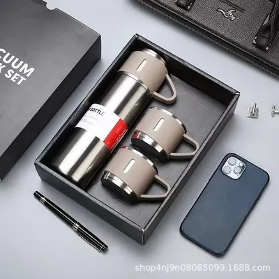 Üçlü Kapaklı Termos Bardak Seti, Taşınabilir, Outdoor ve Ev İçin - 10