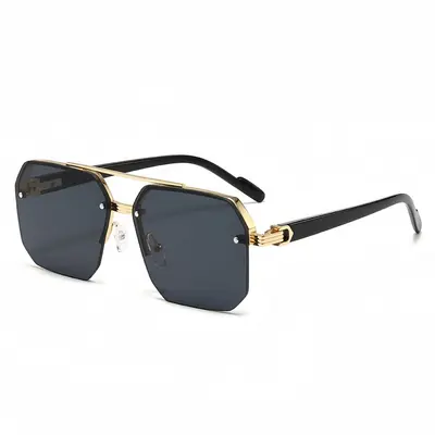 Polygonale Herren-Sonnenbrille mit Doppelsteg und UV-Schutz - 8